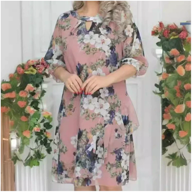 🔥Last Day Sale 49%💝Women's Floral Print Knee-Length Dress