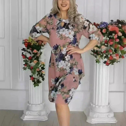 🔥Last Day Sale 49%💝Women's Floral Print Knee-Length Dress