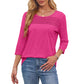 🌸Spring Specials🌸Women’s Pleated Detail 3/4 Sleeve Casual T-Shirt