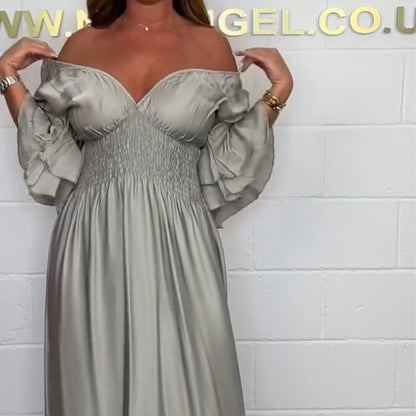 Women's Flowy Ruffle High Waist Dress