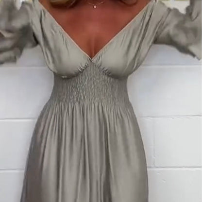 Women's Flowy Ruffle High Waist Dress