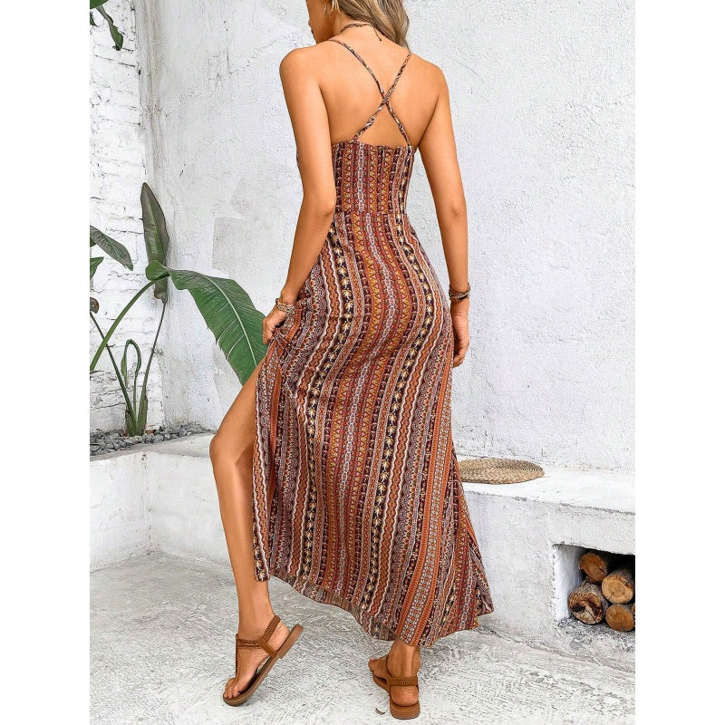 Printed Cami Maxi Dress with Side Split