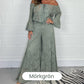 Women's two-piece set: lace top + wide-leg trousers