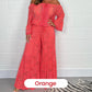 Women's two-piece set: lace top + wide-leg trousers