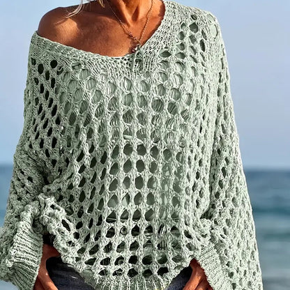 🌸💖Damen Casual Häkelstrick-Top – Einfarbiges, Leichtes Oberteil für den Alltag