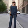 ⏳Limitiertes 50 % Rabatt⏰Unregelmäßiges Chiffon-Oberteil für Damen ＆ Weite Hose 2-teiliges Set👚👖