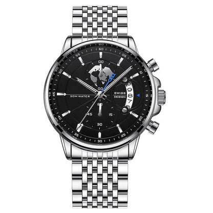 Nachtleuchtende, wasserdichte Herren-Quarzuhr