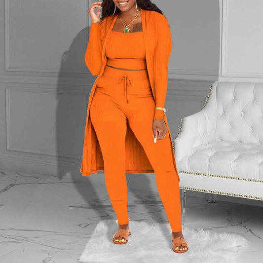✨🔥Lässiges 3-teiliges Strickset – Cropped Top, Cardigan & Hose💞