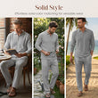 👕🌞 Herren 2-teiliger Freizeit-Set – Leinen Polo-Shirt mit langen Ärmeln & Lange Hose, Ideal für Frühling & Sommer