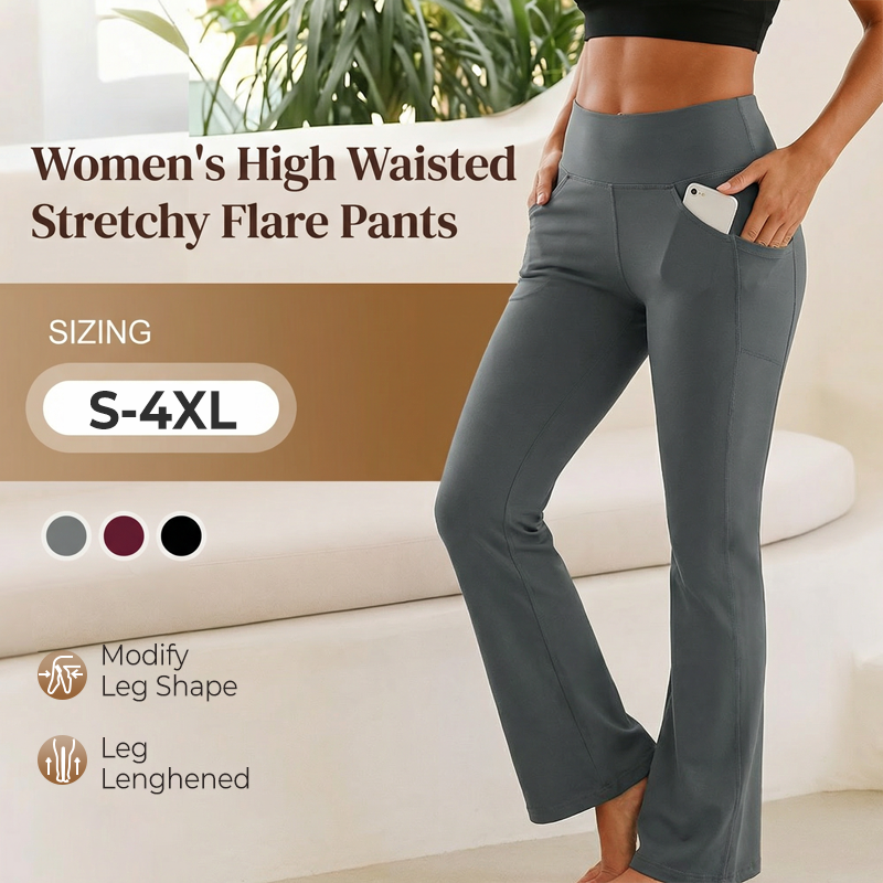 ✨🔥Damenhose mit hoher Taille und elastischem Schlag
