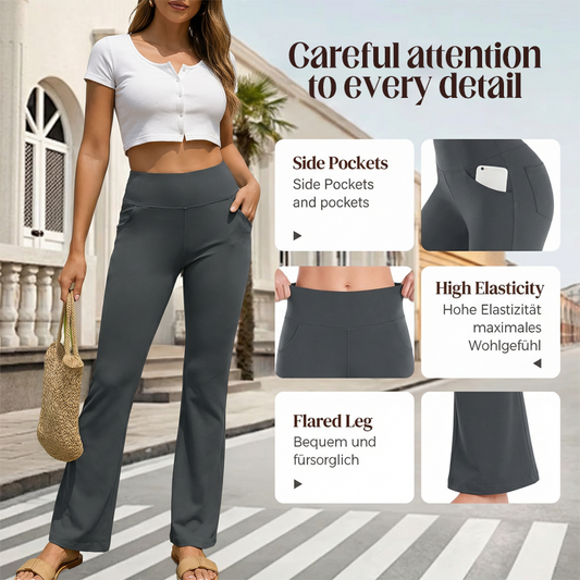 ✨🔥Damenhose mit hoher Taille und elastischem Schlag
