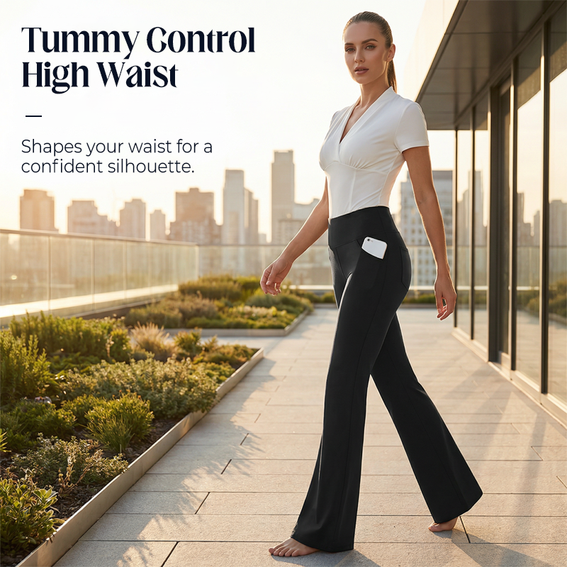✨🔥Damenhose mit hoher Taille und elastischem Schlag