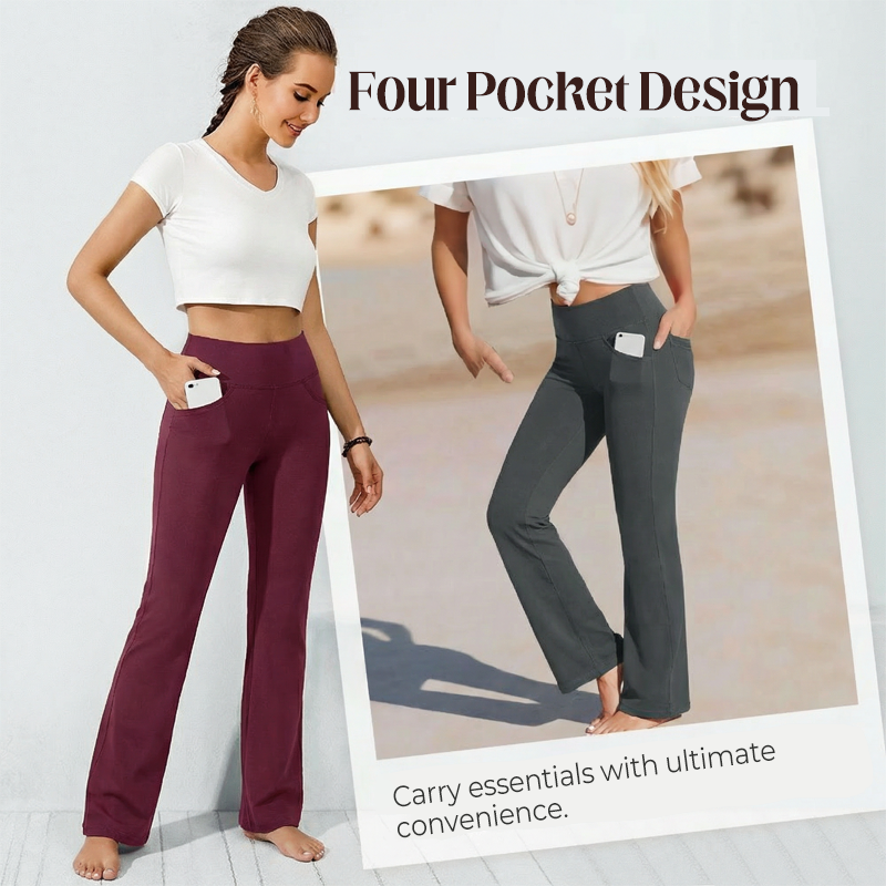 ✨🔥Damenhose mit hoher Taille und elastischem Schlag