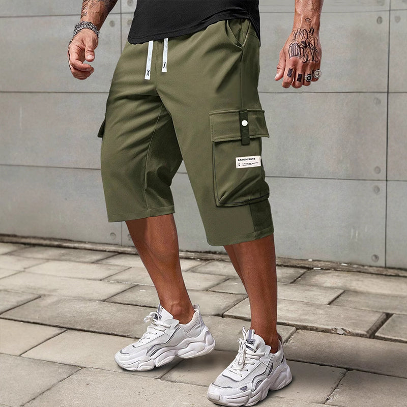 Lässige 3/4-Cargo-Hose für Herren mit Kordelzug