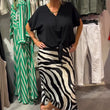 Damen lässiges Set aus Bluse mit Knoten vorne und Midirock