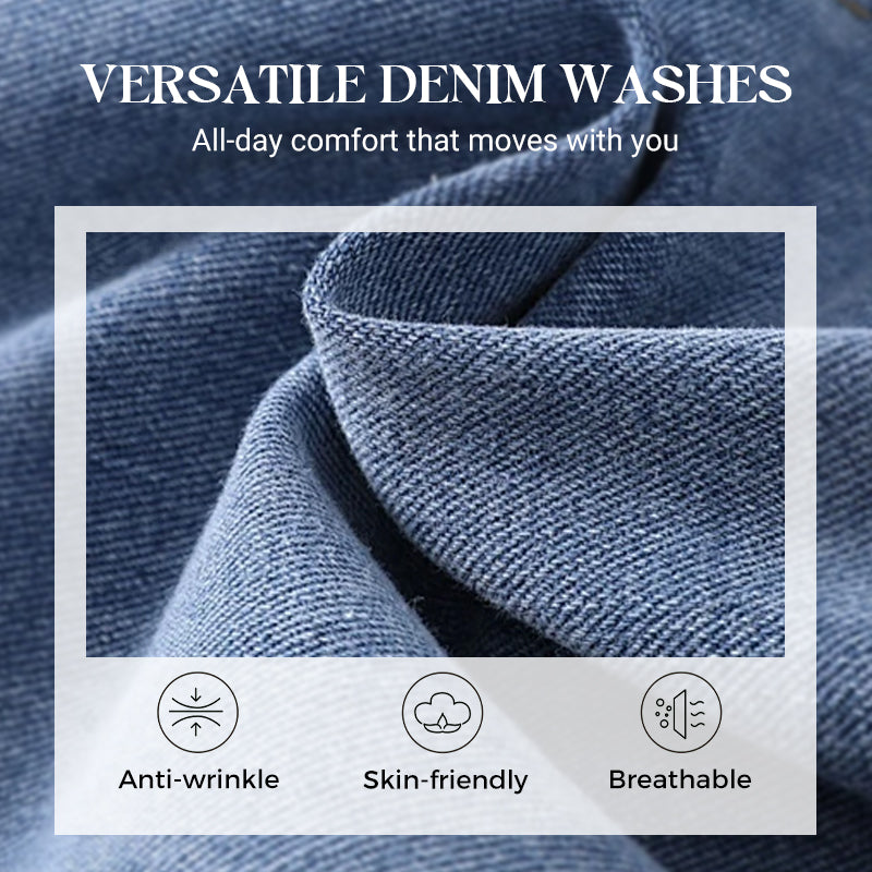 Gerade geschnittene Jeans mit hoher Taille und Schleifenstickerei