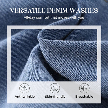 Gerade geschnittene Jeans mit hoher Taille und Schleifenstickerei