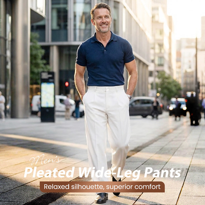 Lässige Herrenhose mit Bundfalten und weitem Bein