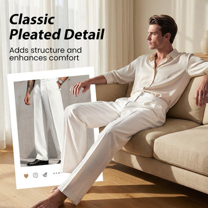 Lässige Herrenhose mit Bundfalten und weitem Bein