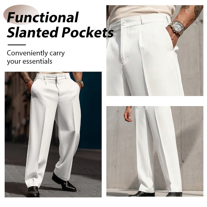 Lässige Herrenhose mit Bundfalten und weitem Bein