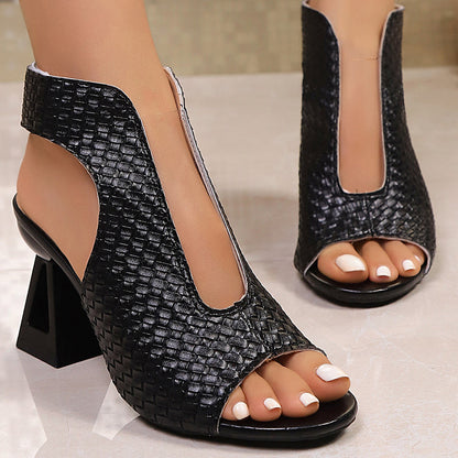 💎 50% RABATT! 💎 Elegante Peep-Toe-Sandalen mit Absatz für Damen – Gewebte Struktur, Stabiler Blockabsatz & Atmungsaktives Design 👠🌿