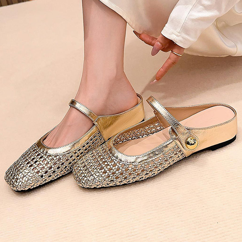 ✨👡 NEUHEIT 2026! Damen-Mules aus gewebtem Material mit eckiger Spitze & Mary-Jane-Verschluss 🌸💖🎀