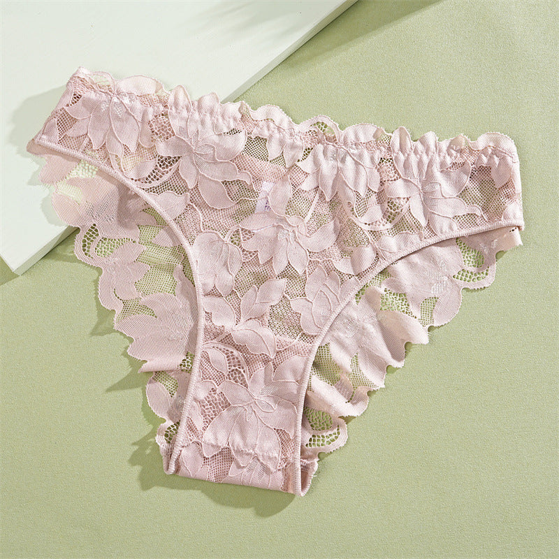 Damen Bikini-Slip aus Spitze mit Blumenmuster und niedriger Taille