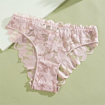 Damen Bikini-Slip aus Spitze mit Blumenmuster und niedriger Taille