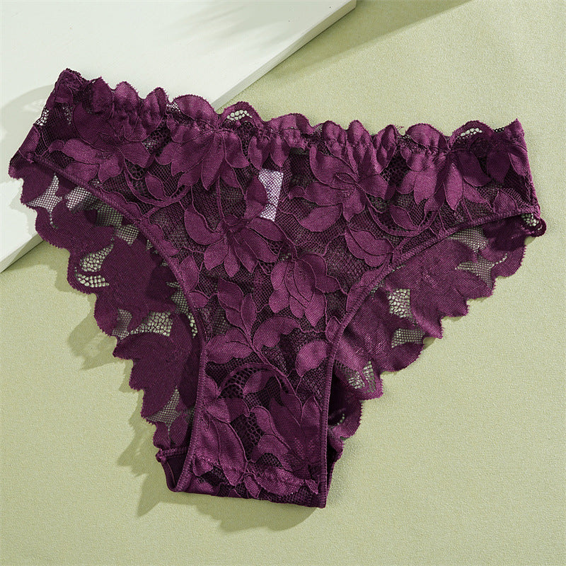 Damen Bikini-Slip aus Spitze mit Blumenmuster und niedriger Taille