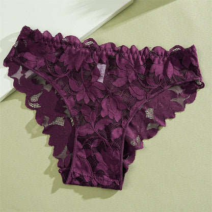 Damen Bikini-Slip aus Spitze mit Blumenmuster und niedriger Taille