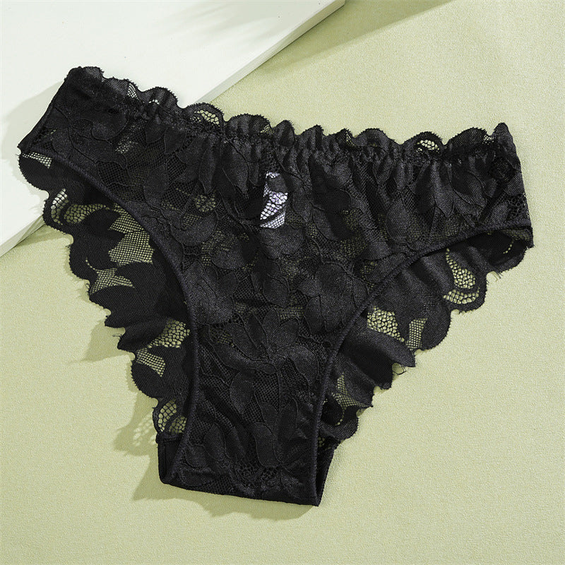 Damen Bikini-Slip aus Spitze mit Blumenmuster und niedriger Taille