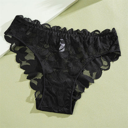 Damen Bikini-Slip aus Spitze mit Blumenmuster und niedriger Taille