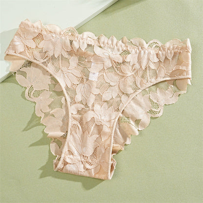 Damen Bikini-Slip aus Spitze mit Blumenmuster und niedriger Taille
