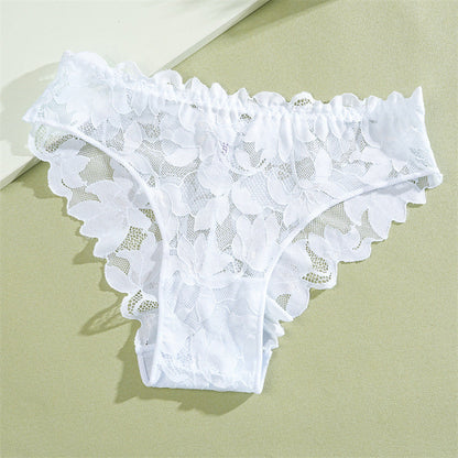 Damen Bikini-Slip aus Spitze mit Blumenmuster und niedriger Taille