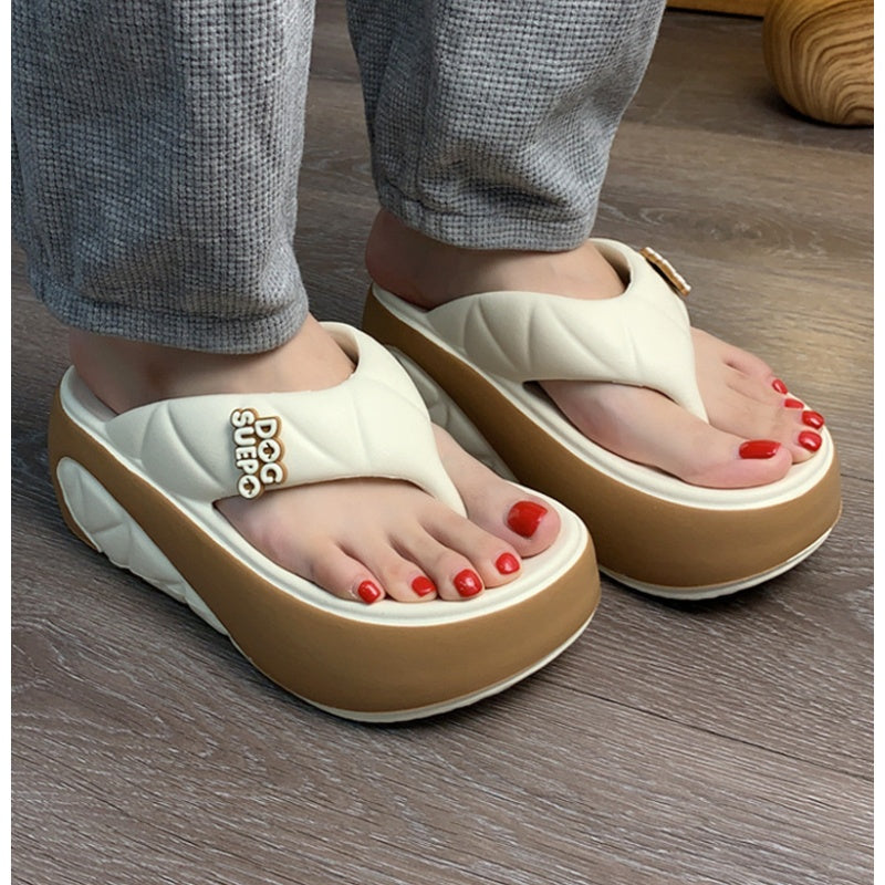 📢📢50% RABATT! ⏰Sommerliche Flip-Flops für Damen mit weicher Plateausohle und Farbblock-Design
