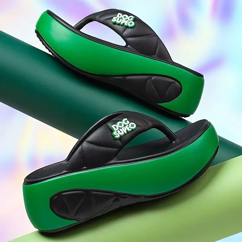 📢📢50% RABATT! ⏰Sommerliche Flip-Flops für Damen mit weicher Plateausohle und Farbblock-Design
