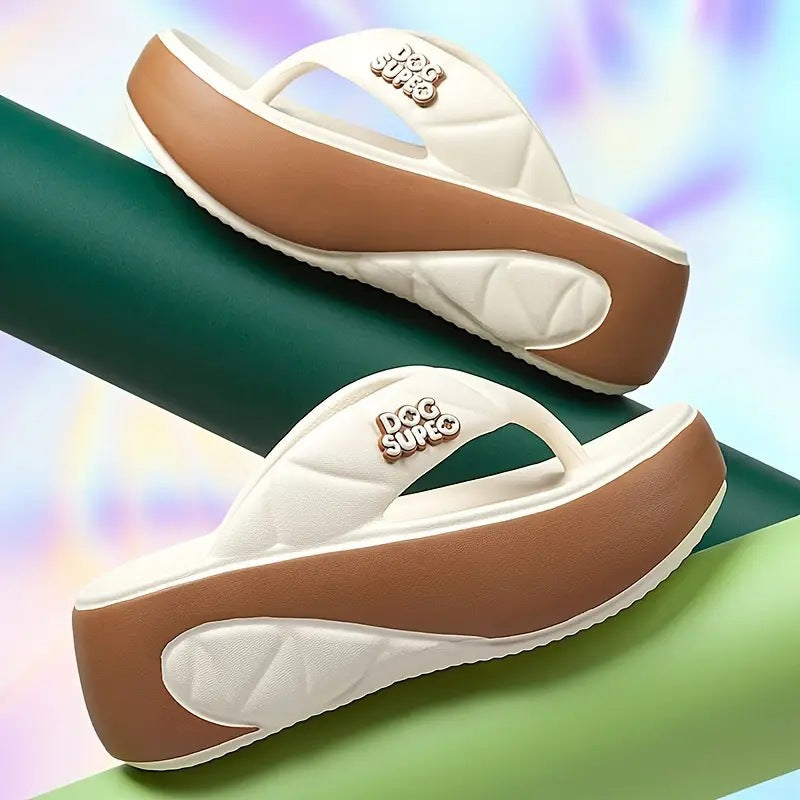 📢📢50% RABATT! ⏰Sommerliche Flip-Flops für Damen mit weicher Plateausohle und Farbblock-Design