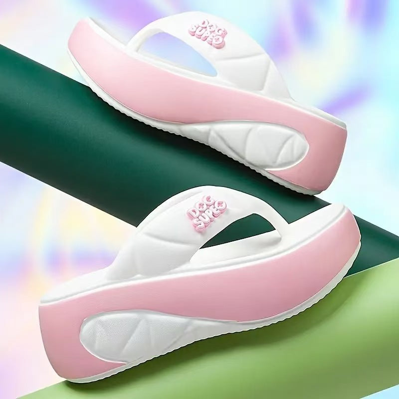 📢📢50% RABATT! ⏰Sommerliche Flip-Flops für Damen mit weicher Plateausohle und Farbblock-Design