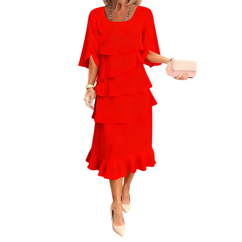 🌸Elegantes Kleid mit gestuften Rüschenärmeln