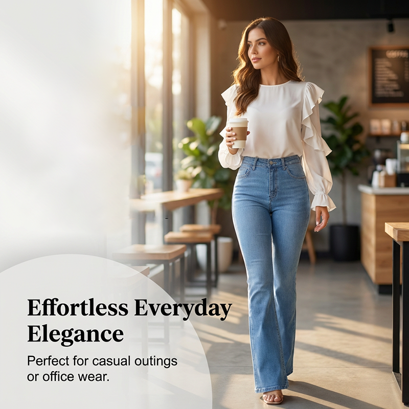 🔥Solange der Vorrat reicht 50 % Rabatt!🎉Elastische Schlagjeans für Damen mit hoher Taille