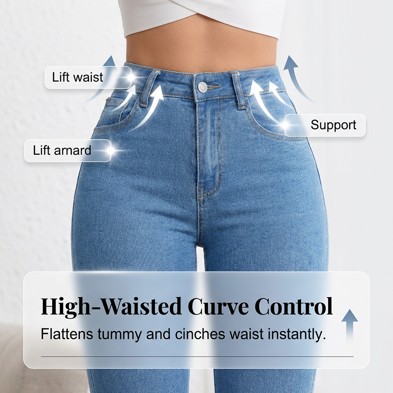 🔥Solange der Vorrat reicht 50 % Rabatt!🎉Elastische Schlagjeans für Damen mit hoher Taille