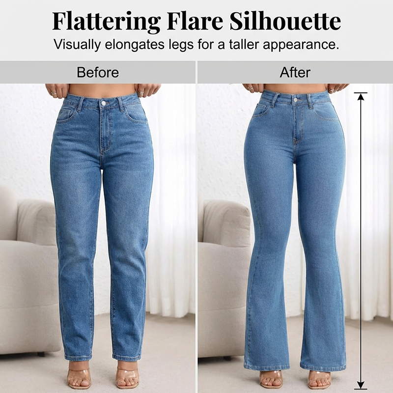 🔥Solange der Vorrat reicht 50 % Rabatt!🎉Elastische Schlagjeans für Damen mit hoher Taille