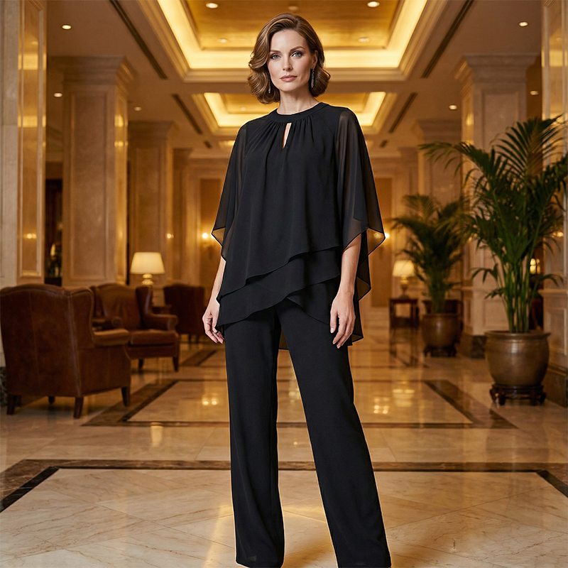 🔥Solange der Vorrat reicht 40 % Rabatt!🎉Eleganter Zweiteiler: Bluse mit asymmetrischem Saum & weite Hose