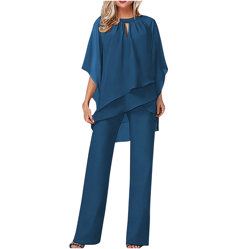 🔥Solange der Vorrat reicht 40 % Rabatt!🎉Eleganter Zweiteiler: Bluse mit asymmetrischem Saum & weite Hose