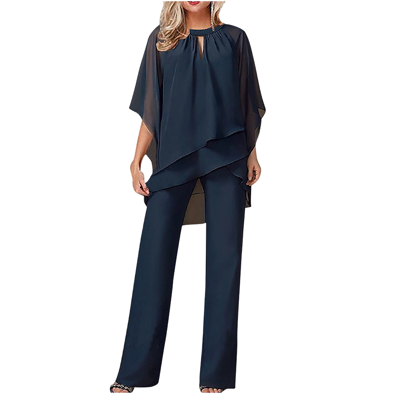 🔥Solange der Vorrat reicht 40 % Rabatt!🎉Eleganter Zweiteiler: Bluse mit asymmetrischem Saum & weite Hose