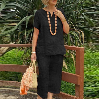 ✨Sommer-Set aus Kurzarmhemd und Hose mit elastischem Bund