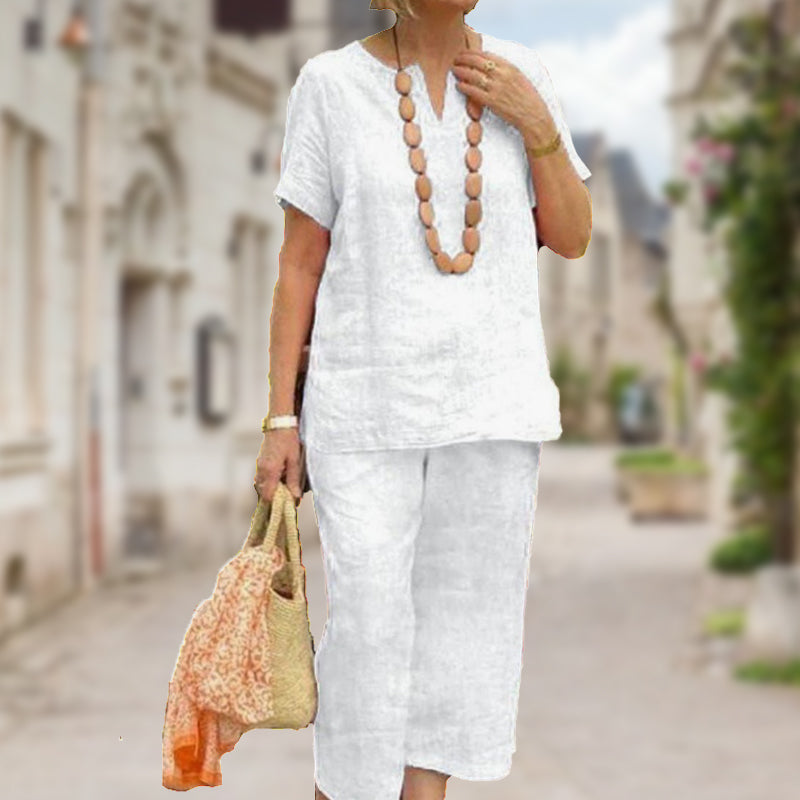 ✨Sommer-Set aus Kurzarmhemd und Hose mit elastischem Bund