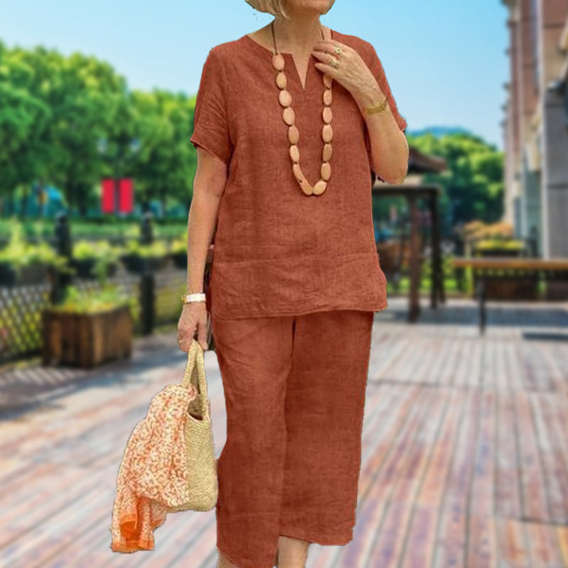 ✨Sommer-Set aus Kurzarmhemd und Hose mit elastischem Bund