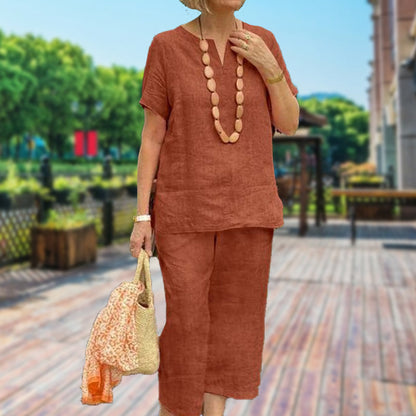 ✨Sommer-Set aus Kurzarmhemd und Hose mit elastischem Bund