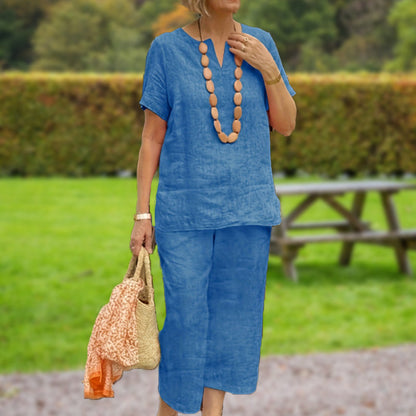 ✨Sommer-Set aus Kurzarmhemd und Hose mit elastischem Bund